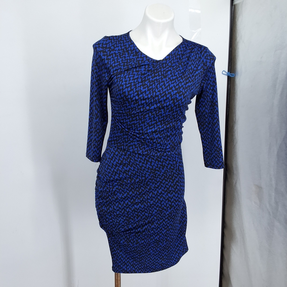 Jacob Medium Blue Geometric Long Sleeve Dress